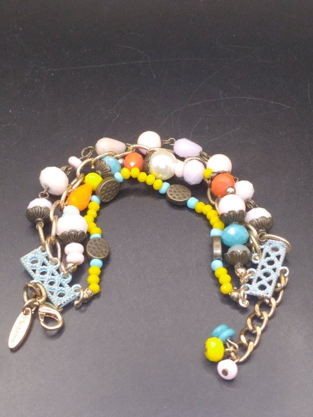 Plunder Glass Beads 4 Strand Bracelet  can be worn from 7'' to 8''